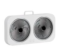 Ruileyou Ventilateur de bureau à double tête, USB à double tête, 3 vitesses avec support de téléphone, ventilateur de bureau moderne portable à double tête pour chambre à coucher, camping, plage