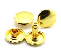 RuiLing Lot de 120 rivets dorés à double capuchon 10 x 10 mm à tête ronde pour loisirs créatifs en cuir 9,5 mm