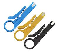 RuiLing Lot de 3 petites pinces à dénuder portables Bleu/jaune/noir UTP STP Coupe-câble réseau Keystone Jack RJ45 Ethernet Module Impact Punch Down Tool