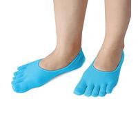 Ruilogod 1 paire de chaussettes hydratantes douces pour la peau craquelée confortable pour la récupération des cinq orteils en gel Bleu (id:79 db2 66 020 d84