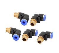 Ruilogod 20mm Thread Dia 6mm Tube Tube Push In L Connecteurs Raccords rapides 5pcs