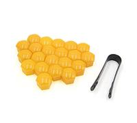 Ruilogod 20pcs 17mm jaune de roue en plastique de roue boulon Capuchon de cache-écrou avec outil de retrait pour voiture