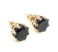 Ruilogod 2pcs oreilles ornement strass incrusté doré goujons noir goujons d'oreilles pour femmes