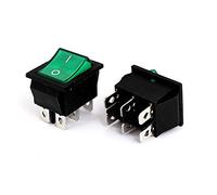 Ruilogod 6 broches DPDT ON-OFF Lampe vert snap bateau Commutateur à bascule 2 pièces