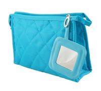 Ruilogod 7.9" Long Grille Motif Makeup Case Rectangle Voyage Sac Zipper Vert pour Lady