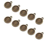 Ruilogod Alliage de cuivre domestique bricolage rétro style rond pendentif bronze teindre 10mm interne dia 10 pcs
