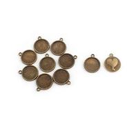 Ruilogod Alliage de cuivre Lady Bijoux Rond Cœur Pretelle Vintage Style Pendentif Plateaux 18mm Intérieur Dia 10pcs Bronze Ton