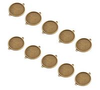 Ruilogod Bijoux en alliage de cuivre DIY Double trous Double Tyle de style rétro Porte-pendentif Pendentif Pendentif Portons 25mm Intérieur DIA 10PCS Bronze Ton