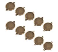 Ruilogod Bijoux en alliage de cuivre DIY Double trous Double Tyle de style rétro Porte-pendentif Pendentif Porton Porneau 18mm Intérieur Dia 10pcs Bronze Ton de bronze
