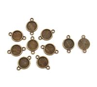 Ruilogod Bijoux en alliage de cuivre DIY Double trous Double Type de style rétro Porte-pendentif Pendentif Portons 10mm Intérieur Dia 10pcs Ton bronze