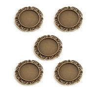 Ruilogod Bijoux en alliage de cuivre DIY Retro Style Caméos Pendentif Pendentif Pendentif Porton 20mm Intérieur DIA 5PCS Ton bronze