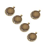 Ruilogod Bijoux en alliage de cuivre Hollow Out Stars Stars de style rétro Caméos Pendentif Pendentif Porte-pendentif 25mm Dia 5pcs Bronze Ton en bronze