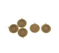 Ruilogod Bijoux en alliage de cuivre Style chinois Caméos Pendentif Pendentif Pendentif 25mm Intérieur Dia 5pcs Bronze Ton