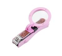 Ruilogod Boîtier en plastique rose Tinsel Poudre d' d'accouchement à ongles avec loupe