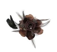 Ruilogod Broche crocodile marron en forme de fleur en nylon avec fausses plumes (id:5f 1f9 9a fc6 206