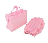Ruilogod Cadre en Plastique Doux Travel Baignage Sacs cosmétiques Case 5pcs Rose