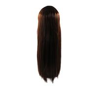 Ruilogod Dark Brown 27.6 "Centre synthétique long séparation Costume capillaire droit Cosplay Party Perruques W/Perruque Cap