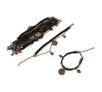 Ruilogod Faux Cuir Unisexe Constellation Constellation Constellation Chaîne 12pcs Bronze Noir Ton