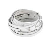 Ruilogod FAUX Cuir Unisexe Outdoor Dual Bretelles Perles Décor Bracelet Réglable Blanc