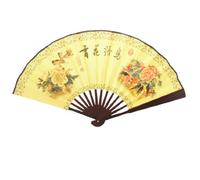 Ruilogod Fleurs oiseaux poème oriental peinture rose bois bambou côtes ventilateur