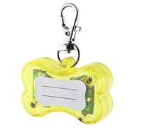 Ruilogod Forme de l'os de chien en plastique 3 modes LED flash lumière de sécurité Pendentif Nom ID Tag Yellow