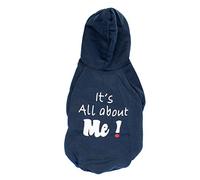 Ruilogod It is All About Me Manteau à capuche pour animal domestique Bleu marine Taille M