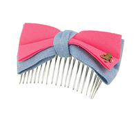 Ruilogod Lady Jewelry Peigne à cheveux double couche en métal avec nœud en forme d'ours Magenta (id:74 daa c5 d78 116