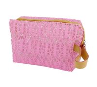 Ruilogod Lady Rose Creux de La Grille Conception Zip up mooche cosmétique Sac de Poche avec Bracelet Jaune
