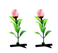 Ruilogod Lot de 2 barrettes crocodiles en forme de fleur Rose/vert (id:5d 6cb 8e CD8 edb