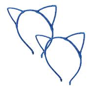 Ruilogod Lot de 2 serre-têtes en polyester pour femme avec oreilles de chat Bleu (id:e5 cbf af 140 49c