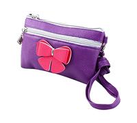 Ruilogod Mesdames Faux Cuir Pochette Modèle de Papillon Rectangulaire Changer de Monnaie Porte-Monnaie Portefeuille Portefeuille Violet