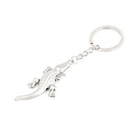 Ruilogod Métal Crocodile Figure Pendentif Porte-clés KeyRing Keyfob Keyfob Tonalité Silver