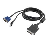 Ruilogod Ordinateur portable DVI 30 + 5 broches vers VGA 15 broches et USB Câble adaptateur Cordon fil 1.8m