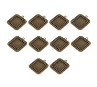 Ruilogod Partie cuivre alliage rétro style carré pendentif plateau de bronze ton 20mm interne dia 10 pcs