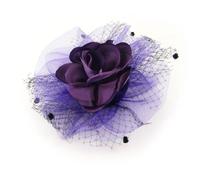 Ruilogod Partie de mariage Dark Violet Flower Decor Mesh HairClip Cadeau