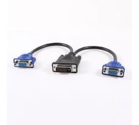 Ruilogod PC Portable Double lien DVI-I 24 + 5 Épingles mâle à 2 cordon de câble femelle VGA