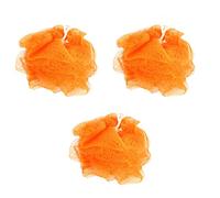 Ruilogod Pendaison nylon nylon maille filet forme salle de bain douche pouf 3 pcs orange