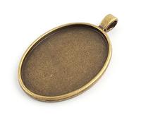 Ruilogod Plateau à pendentif ovale en alliage de cuivre de style vintage Bronze 40 x 30 mm