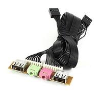 Ruilogod Prise USB 2.0 Femme 3.5mm Jack to 2 x Câble d'adaptateur 9P 9P 79cm