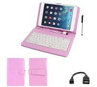 Ruilogod Rose PU Clavier USB en Cuir Support Housse avec Stylet pour 7" Tablet
