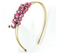 Ruilogod Serre-tête en forme de goutte à facettes en forme de paon à deux rangées en métal rose (id:37 135 d3 990 52b