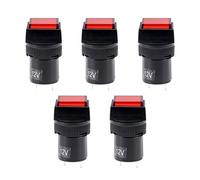 Ruilogod Témoin lumineux AC/DC 12V, LED rouge carré, support de panneau lumineux 5/8 "16mm, 5pcs