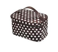 Ruilogod Travel White Dots Imprimer Zip Up Matériel de toilette Cosmetic Sac Coffee Couleur W Miroir