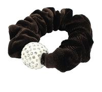 Ruilogod Velvet Femme Strass Decor Scrunchie Cheveux Terrain Panneau de queue de queue marron