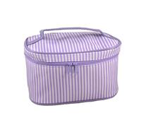 Ruilogod White Stripes Violet Imprimer Double Fermeture à glissière cosmétiques Sac à Main pour Dame