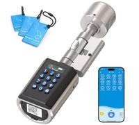 RUILON 5-en-1 Serrure a code PCB51 - IP65 Serrure connectée porte entree avec 3 cartes RFID, Serrure electronique sans clé Cylindre réglable 30x30 pour les portes de 30-70 mm d'épaisseur maison
