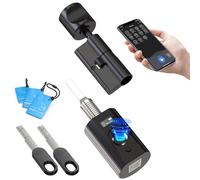 RUILON Serrure a empreinte digitale - IP65 Serrure biometrique avec 3 Cartes RFID 2 Clés, Facile à installer Poignée Intelligente, Cylindre réglable pour des portes de 60 à 90 mm d'épaisseur F74
