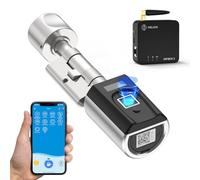RUILON Serrure à empreinte digitale - IP65 Serrure connectee avec 3 cartes RFID 1 WIFIBOX Commande APP Bluetooth Déverrouillage à distance Cylindre biometrique Pour portes de 30-70 mm d'épaisseur