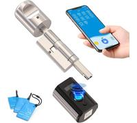 RUILON Serrure Connectée Porte Entree - IP65 Serrure Biometrique avec 3 Cartes Déverrouillage par Empreinte Digitale, RFID, APP Poignée Amovible Cylindre réglable 40/30 Installation Facile TouchEBL63