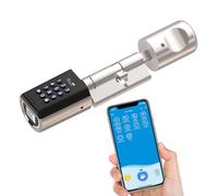 RUILON Serrure connectee porte entree PBL41 - IP65 Serrure à code 5 minutes d'installation facile APP smartphone Commande Bluetooth Smart lock cylinder réglable 40x30 Epaisseur de la porte 50-100 mm